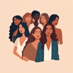 Illustration of diverse group of women